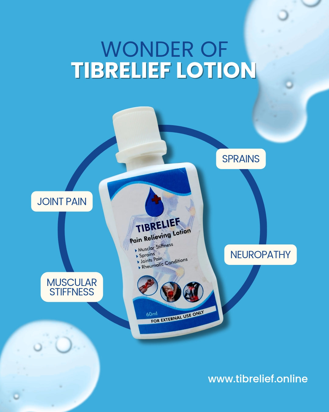 TIBRELIEF LOTION, FOR ALL KIND OF PAIN, 60 ML